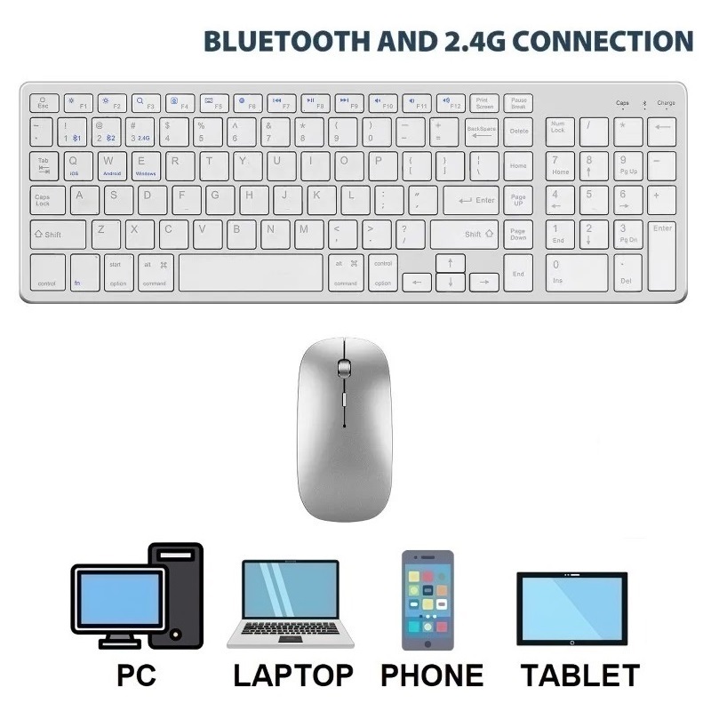 Bộ Bàn phím chuột không dây K835 - pin sạc - đa kết nối bluetooth 5.0 + 3.0 + Usb wireless 2.4g hàng nhập khẩu