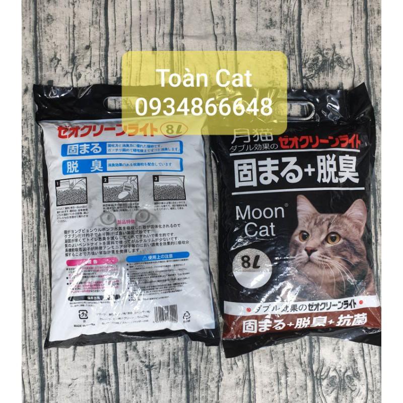 Cát vệ sinh mèo Nhật Đen 8l - In chữ MOON CAT + Mèo in mờ mặt sau