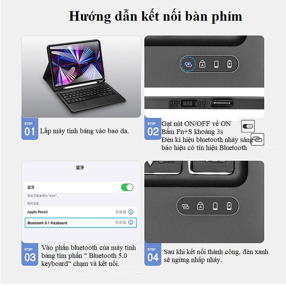 Bao da kèm bàn phím cho iPad Pro 11 2022 M2 / M1 / 2018 chính hãng Dux Ducis có bàn di chuột TrackPad, có ngăn để bút - Hàng nhập khẩu