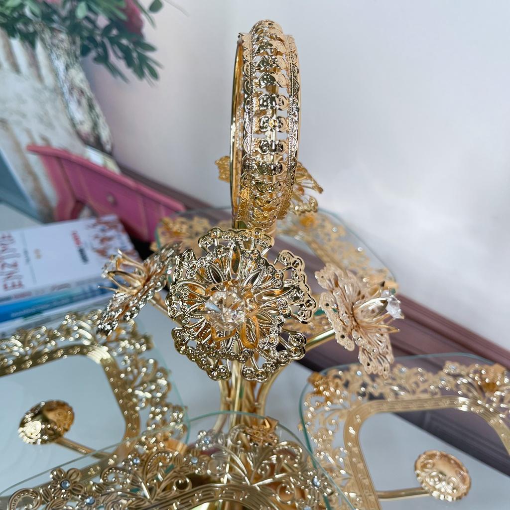 Đĩa quả họa tiết sơn trà tân cổ điển sang trọng tinh tế DQ20