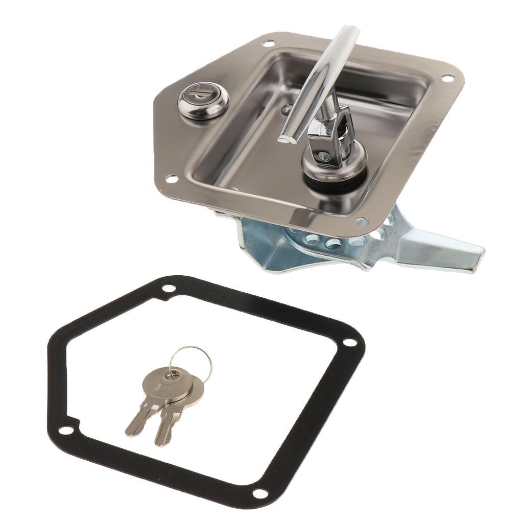 Stainless Steel Truck Toolbox Lock Latch Paddle Handle Trailer Tool w 2 Key