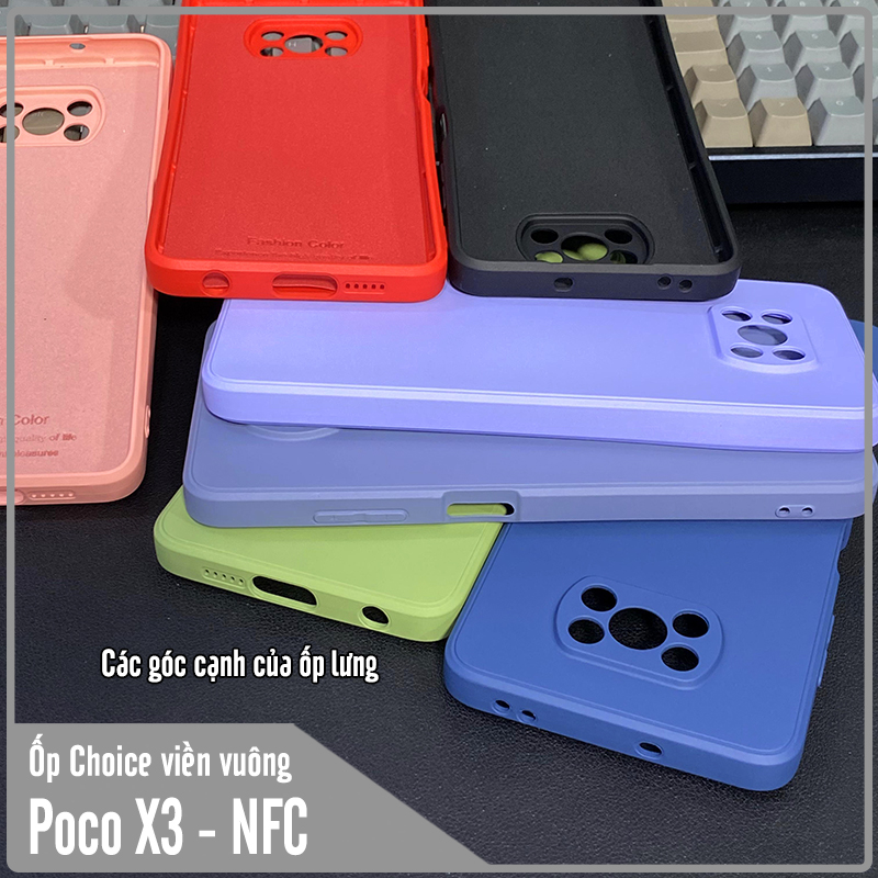 Ốp lưng cho Xiaomi Poco X3 NFC Choice viền vuông dẻo lót nhung che camera