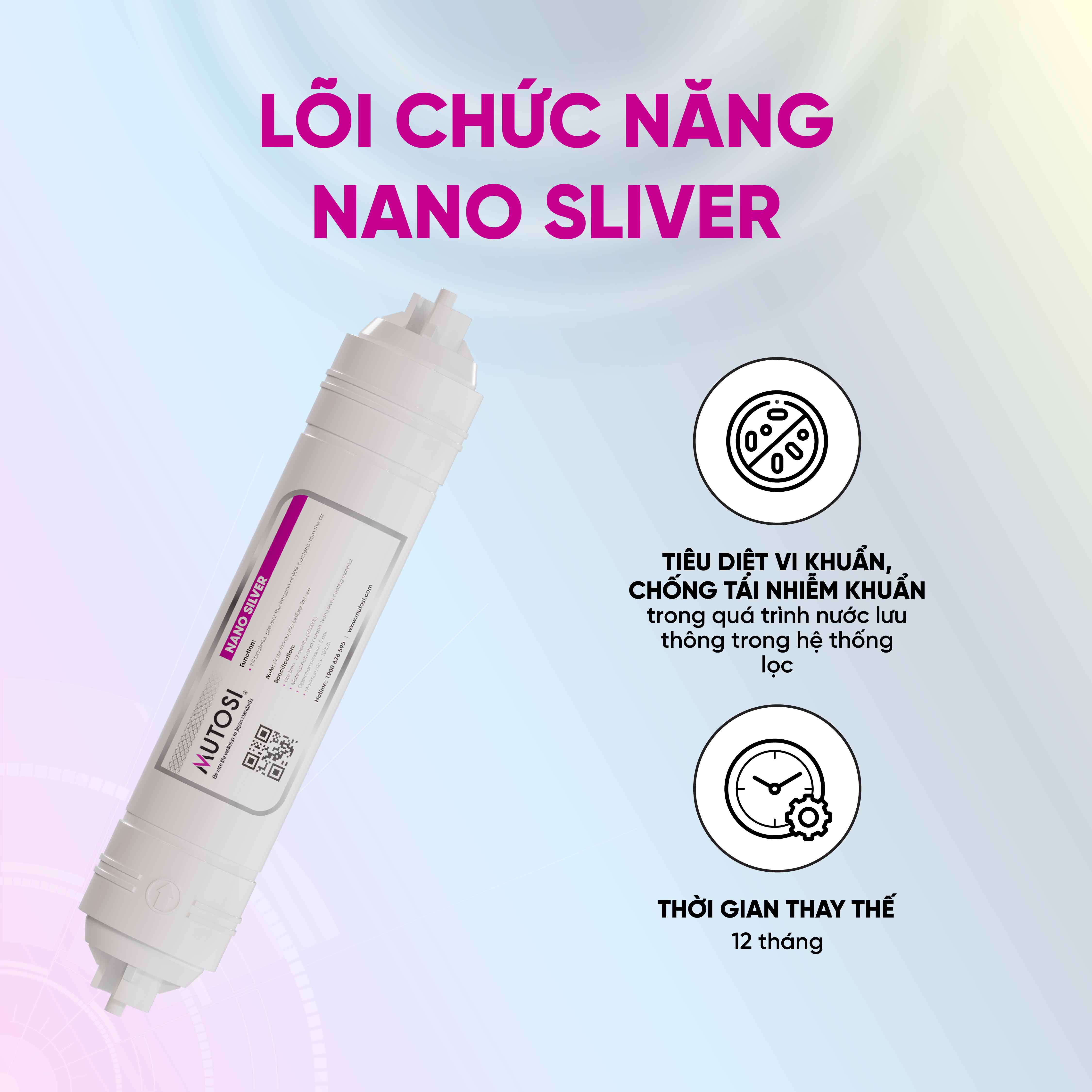 Combo 8 lõi lọc nước - Hàng chính hãng Mutosi (hệ lõi thô đúc nối nhanh)