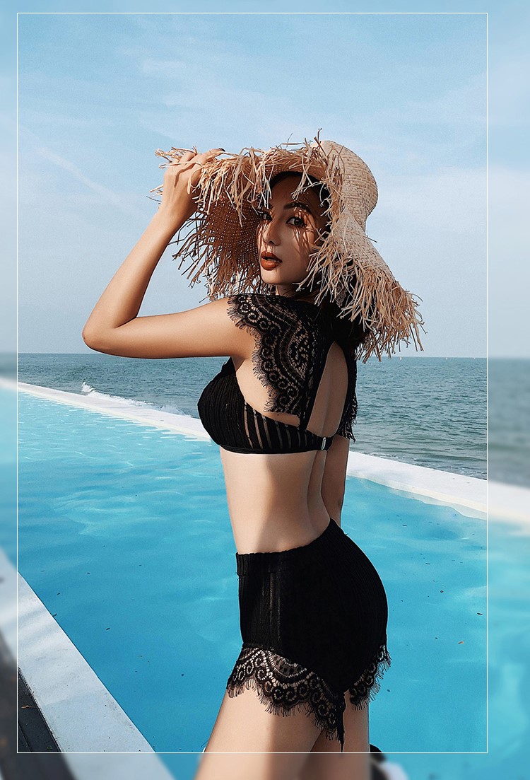 Bikini 2 mảnh ren Hàn Quốc đồ bơi nữ Quảng Châu ren vai cao cấp