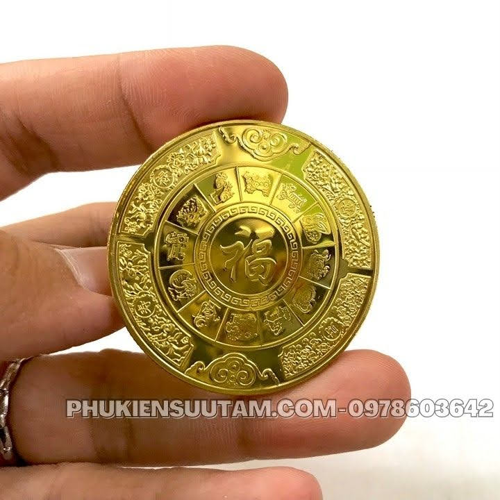 Xu 12 Con Giáp Tuổi Sửu, đường kính: 4cm, màu vàng - SP005818