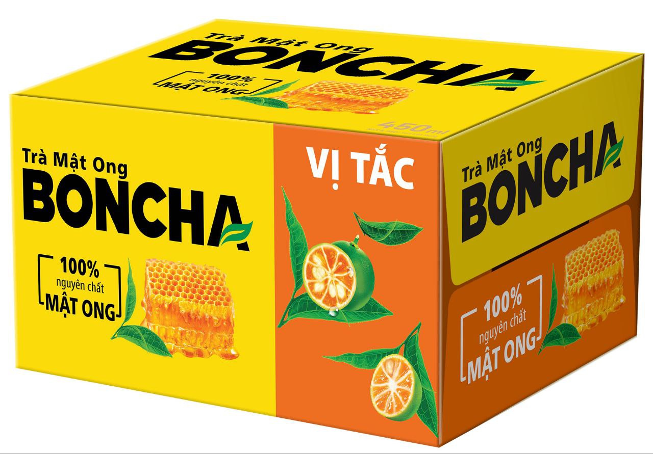Thùng 24 Chai Trà Mật Ong vị Tắc BONCHA 450ml bao bì Tết
