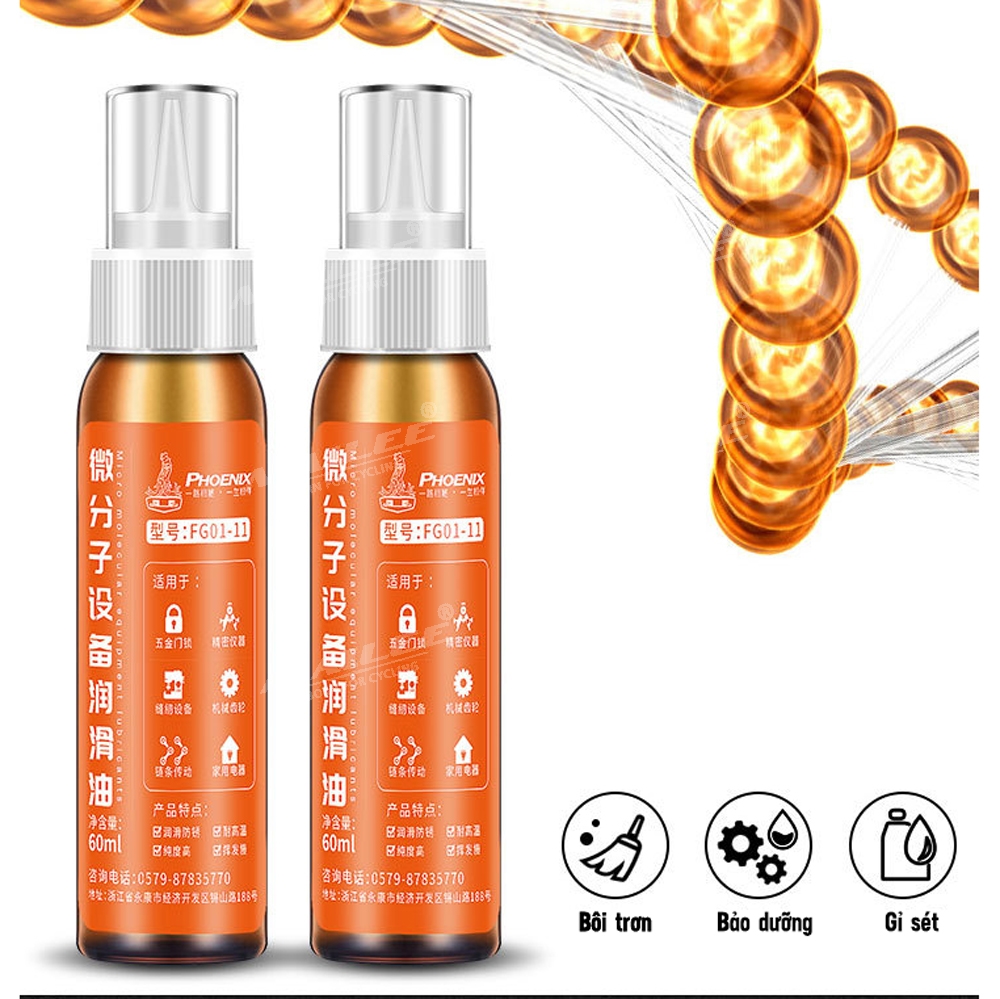 Dầu bôi trơn xe đạp FG01-11 cho sên xích xe đạp, bôi trơn máy móc, chống gỉ sét và mài mòn đa năng đa dụng (dung tích 60ml) - Mai Lee