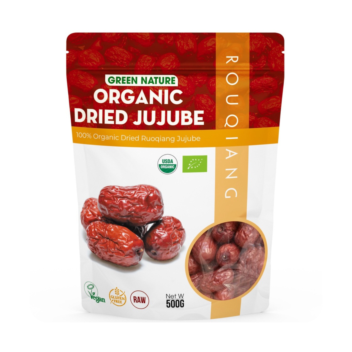 Táo đỏ Tân Cương hữu cơ Dried Hotan - Ruoqiang Jujube 500gr - Green Nature