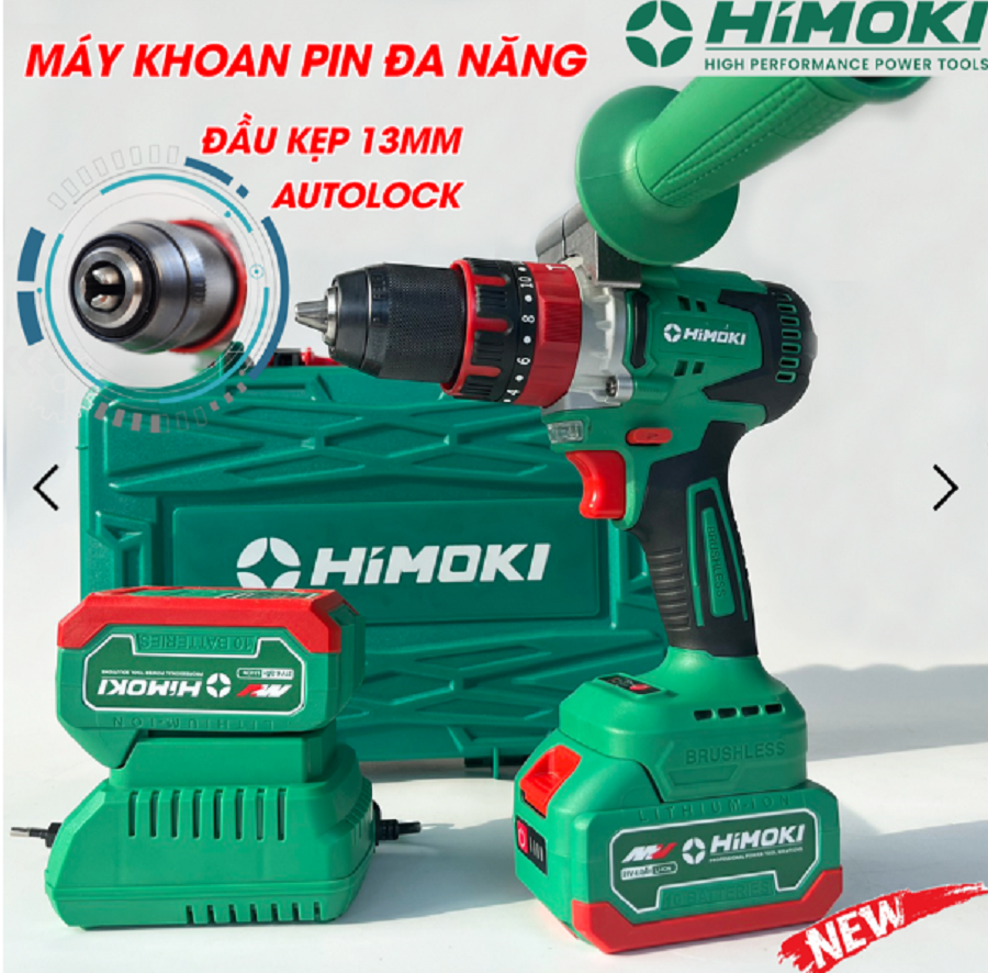 Máy Khoan Pin Bê Tông 3 Chức Năng HIMOKI 13mm 21V Pin 10 Cell - Motor 100% Dây Đồng Không Chổi Than - Bảo Hành 12 Tháng