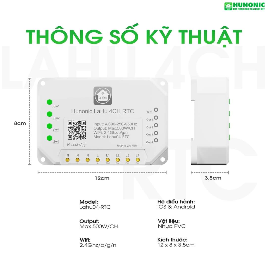 Công Tắc Thông Minh Lahu 04 RTC Tích Hợp IC Thời Gian Thực