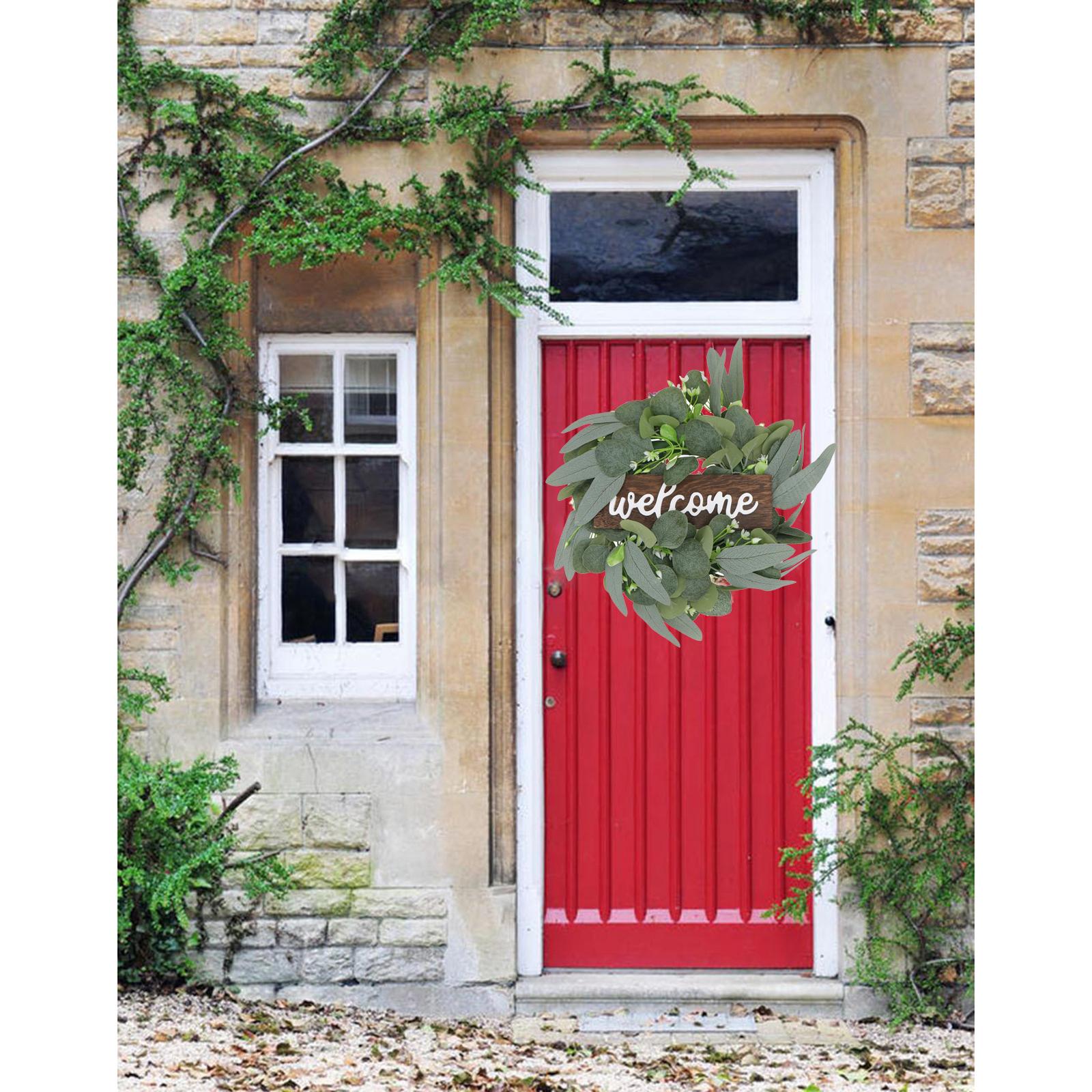 Welcome Sign Wooden Hanging Porch Wreaths for Front Door Decoration for Christmas, Restaurant, Home, Outdoor
