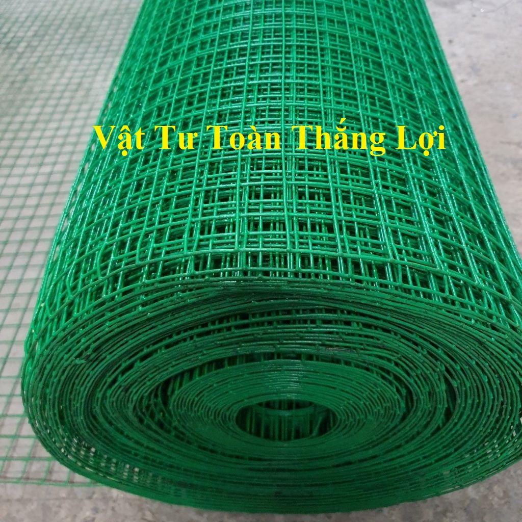 (Khổ cao 1m x mắt lưới rộng 1,2cm, 2cm ) Lưới sắt bọc nhựa màu xanh vây gà vịt thú nuuôi