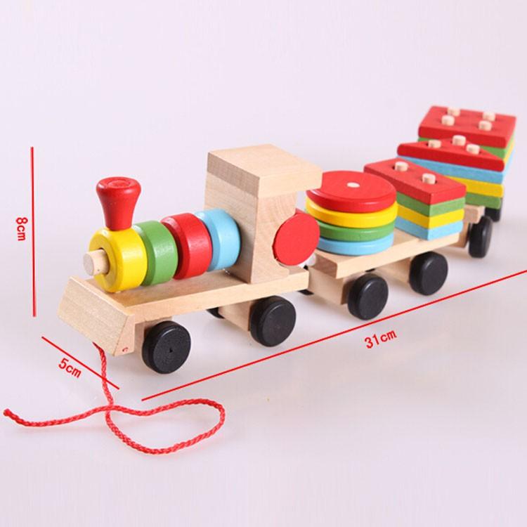 Đồ Chơi Đoàn Tàu Thả Hình Khối Bằng Gỗ Giúp Bé Phát Triển IQ