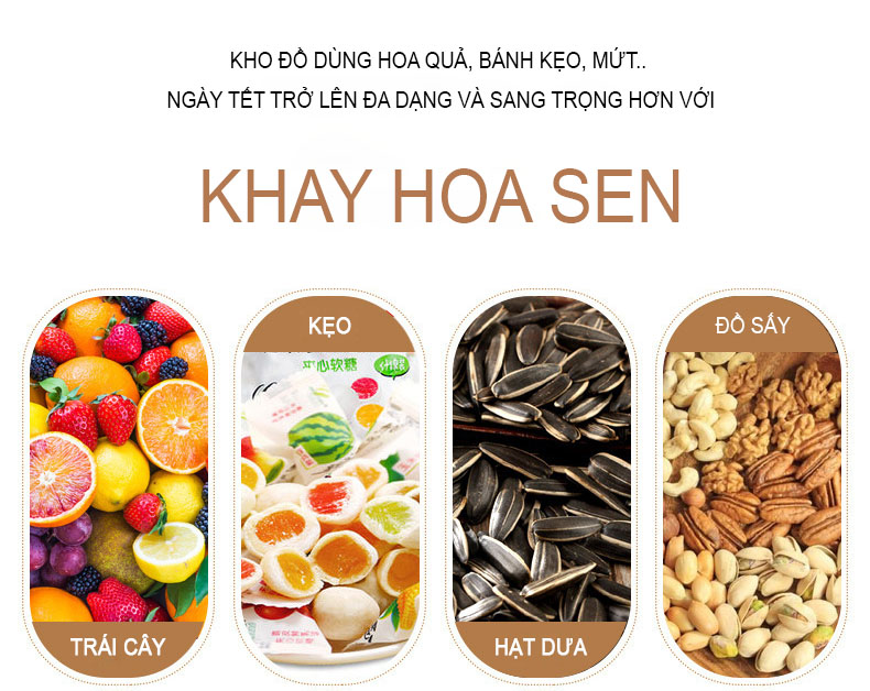 Khay mứt tết Hoa Sen - Khay đựng đồ ngày tết: Bánh kẹo, trái cây, đồ sấy...