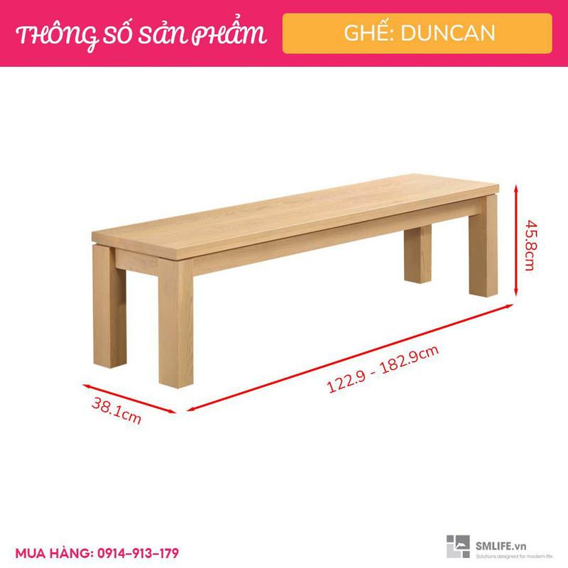 Ghế băng gỗ vân veneer sồi hiện đại SMLIFE Duncan | D182,9 x R38,1 x C45,8cm | gỗ Cao Su và Veneer Sồi