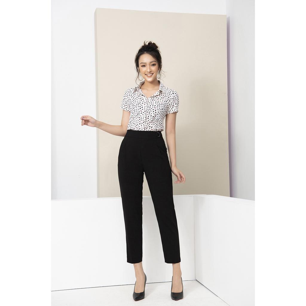 Quần Tây Nữ Công Sở LUPERI LFQD299 Dáng Baggy Lưng Cao Khóa Sườn Chất Đũi Cao Cấp Không Nhăn Không Bài Xù
