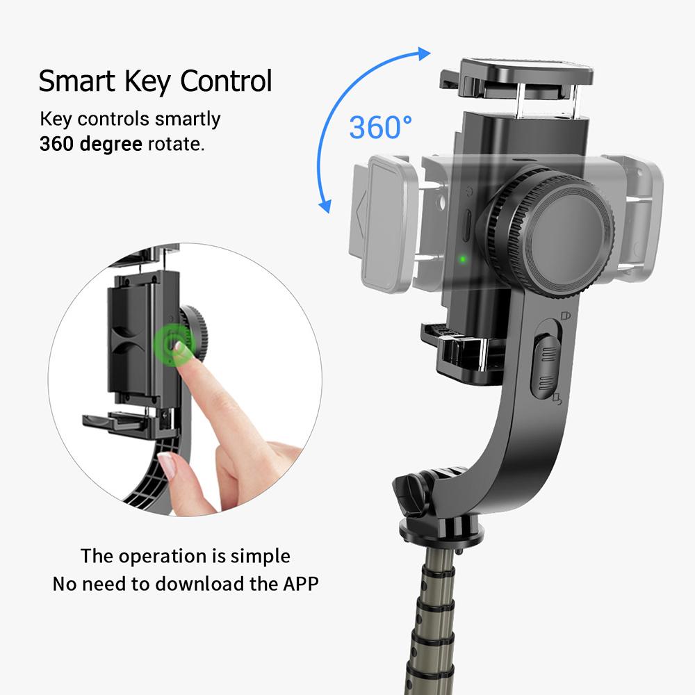 3 in 1 Phone Gimbal Stabilizer Selfie Stick Tripod 86cm 5-Section with Remote Shutter Phone Clamp Smart Rotatable