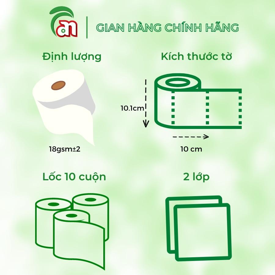 Combo 5 lốc Giấy vệ sinh cuộn nhỏ có lõi đóng cặp cao cấp, không bụi ORI 2 lớp 5 cặp/lốc - Thiên An Nam paper