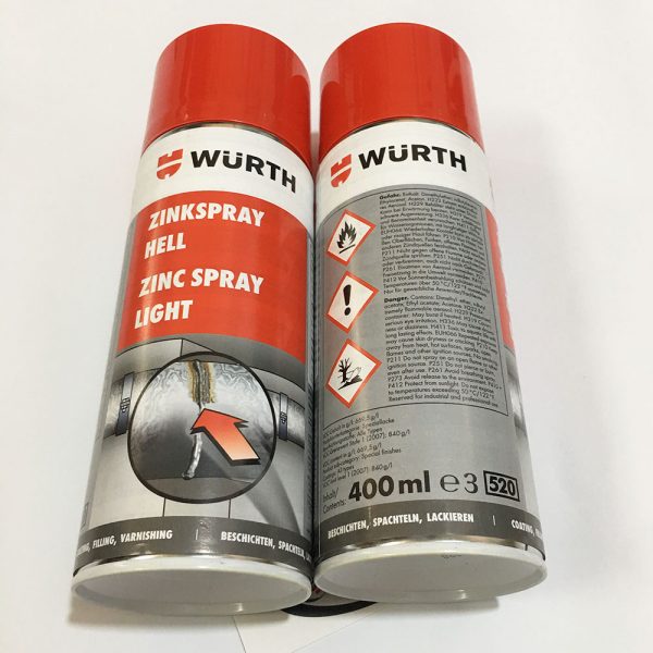 Chất mạ kẽm màu sáng Wurth Zinc Spray 0893113114 (400ml)