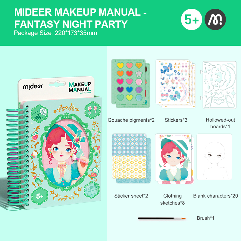 Mideer Make up Manual thiết kế thời trang, trang điểm, tô màu cho bé 3 4 5 6 7 tuổi