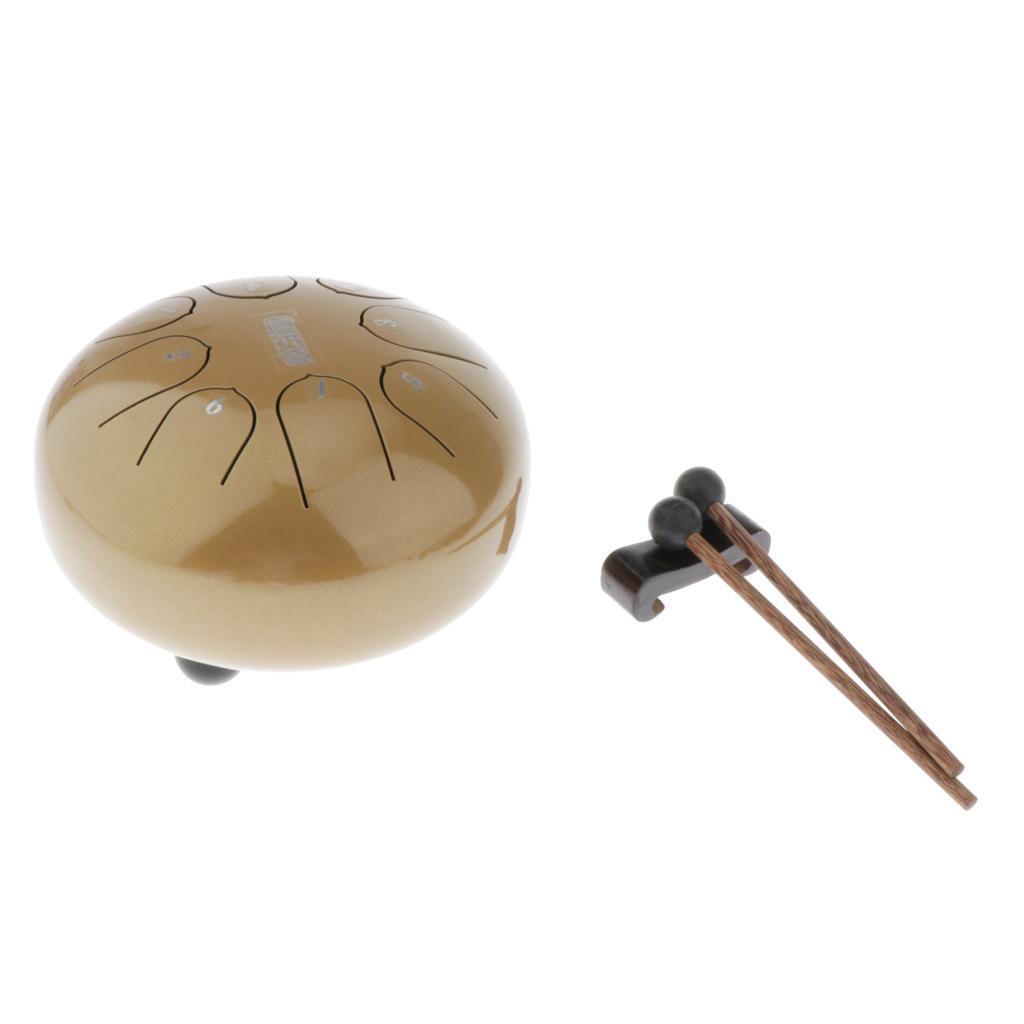 6 Inch Mini 8-Tone Steel Tongue Drum F Key Percussion Instrument Hand Pan Drum with 2pcs Drum Mallets