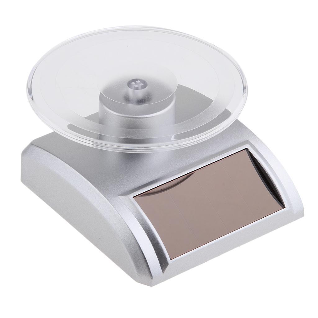 2PCS Mini Solar Powered Turntable Rotating Display Stand Jewelry Cell Phone