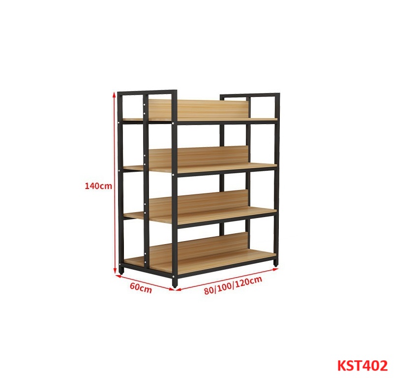 Kệ trưng bày sản phẩm, hàng hóa , kệ trang trí khung sắt mặt gỗ KST402 - Nội thất lắp ráp Viễn Đông Adv