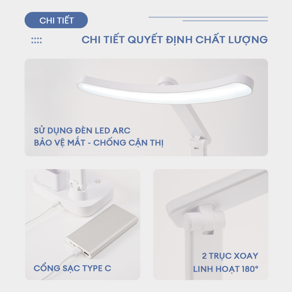 Đèn học đọc sách làm việc UNIQ SOLAR E7 chống cận để bàn tích điện bảo vệ mắt cho bé led trang trí decor phòng ngủ