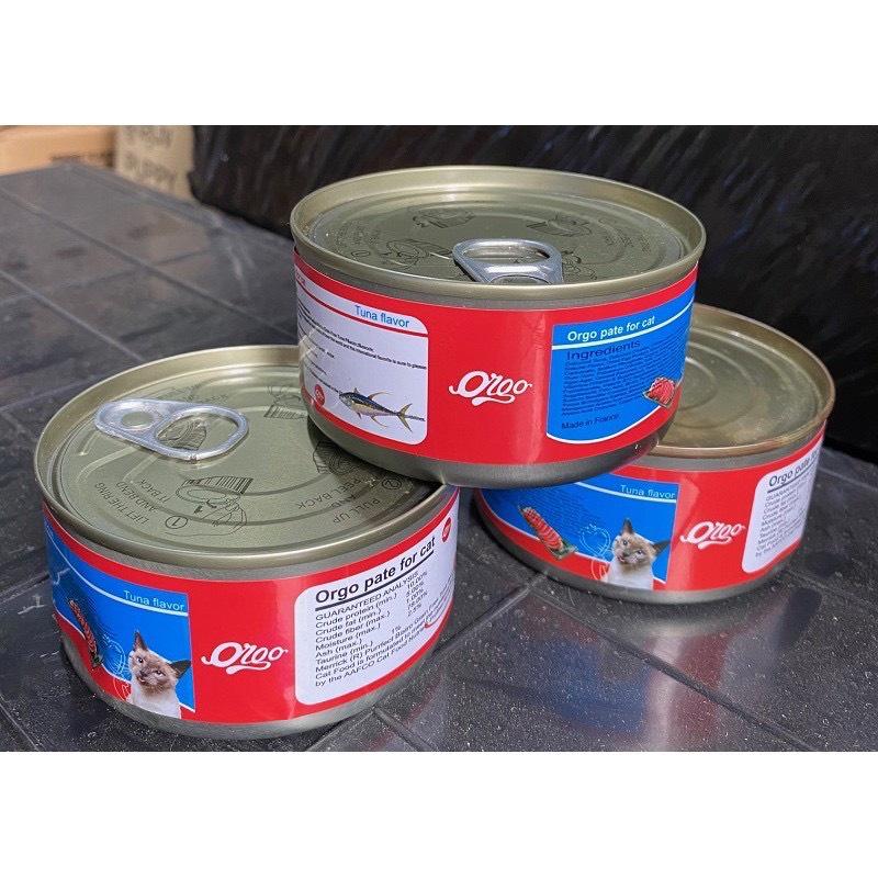 Pate Lon lớn 170gr tiết kiệm - Orgo Pate cho mèo - Thịt cá ngừ Thức ăn ướt dạng mảnh đóng hộp cho mèo