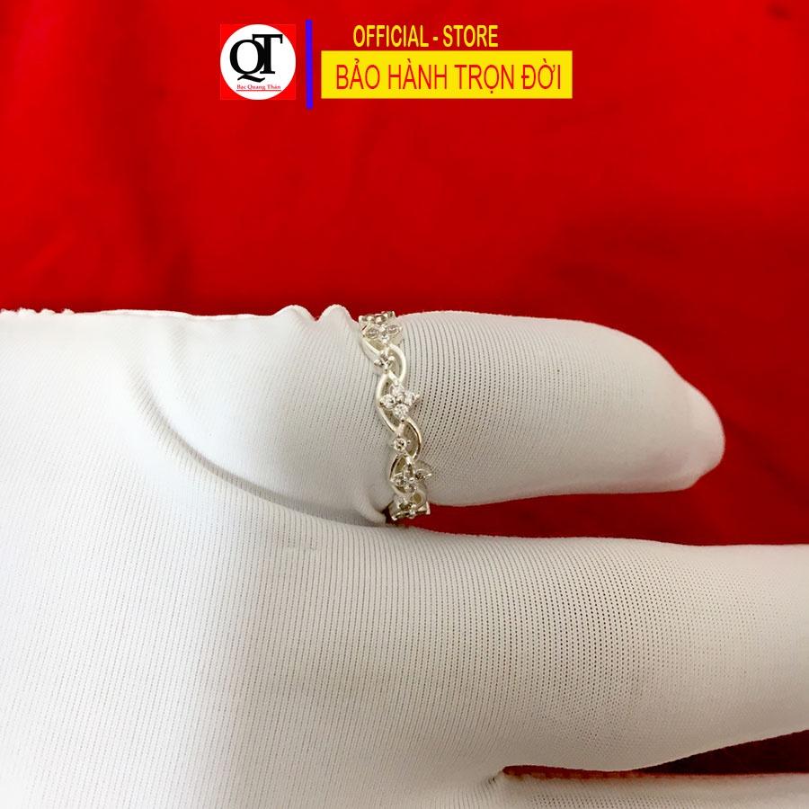 Nhẫn bạc nữ đơn giản bản nhỏ gắn đá cobic trắng cao cấp thích hợp đeo tất cả ngón tay trang sức Bạc Quang Thản – QTNU71