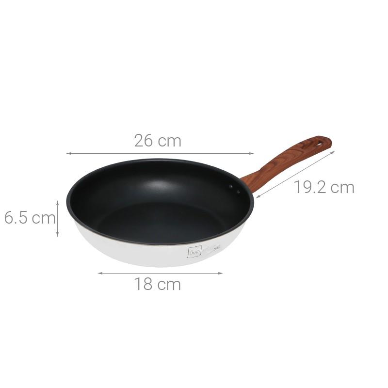 Chảo chống dính 3 đáy bếp từ inox 304 FIVESTAR quai gỗ cách nhiệt , tặng 5 muỗng