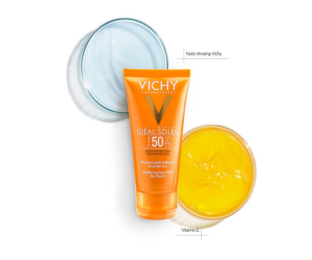 Kem Chống Nắng Không Gây Nhờn Rít Không Màu SPF50  Vichy Capital Soleil SPF50 Face Dry Touch (50ml) -100516689