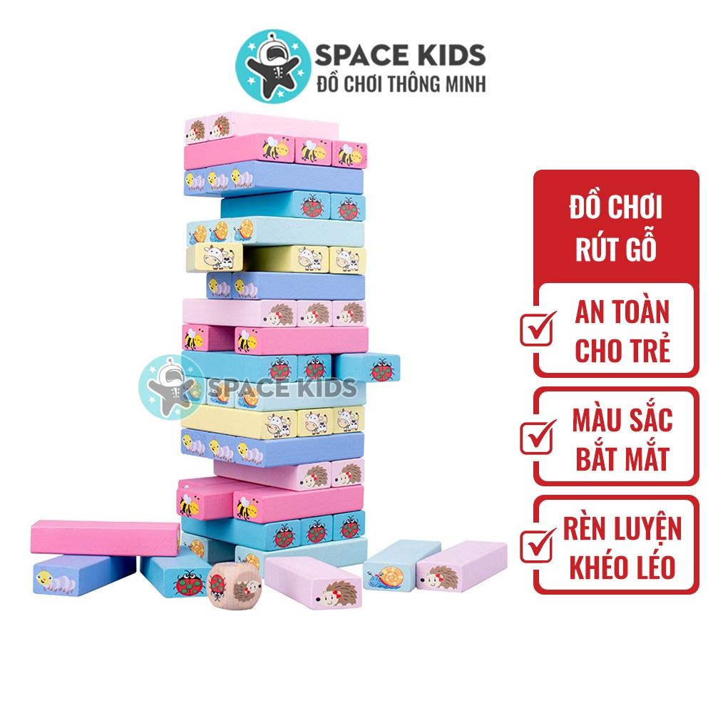 Đồ chơi cho bé Rút gỗ 51 chi tiết kèm xúc xắc in hình con vật cho bé vui chơi