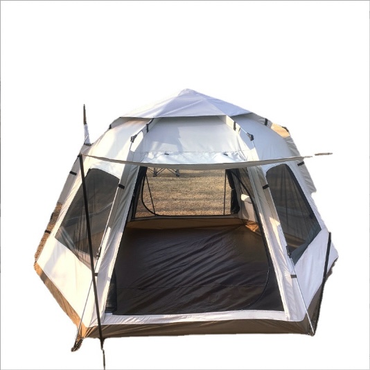 Lều Cắm Trại Hexa KORAMAN cao cấp (5-8 người) 2 cửa chính 4 cửa sổ chống muỗi