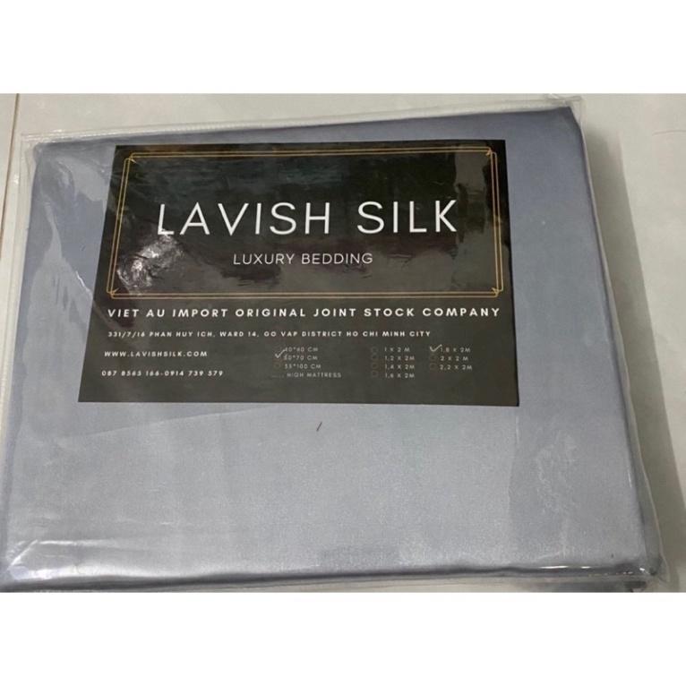 Trọn Bộ Chăn Ga Gối Phi Lụa Lavish Silk Cao Cấp Mát Lạnh Hàng Loại 1 -Xám ánh xanh