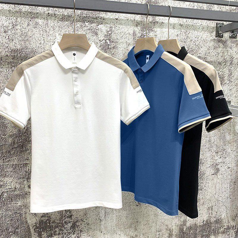 ÁO POLO NAM PHỐI MÀU BE VIỀN VAI