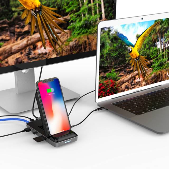 Đế Sạc Kiêm Cổng Chuyển HyperDrive 7.5W Wireless Charger USB-C Hub (HD258B) - Hàng Chính Hãng