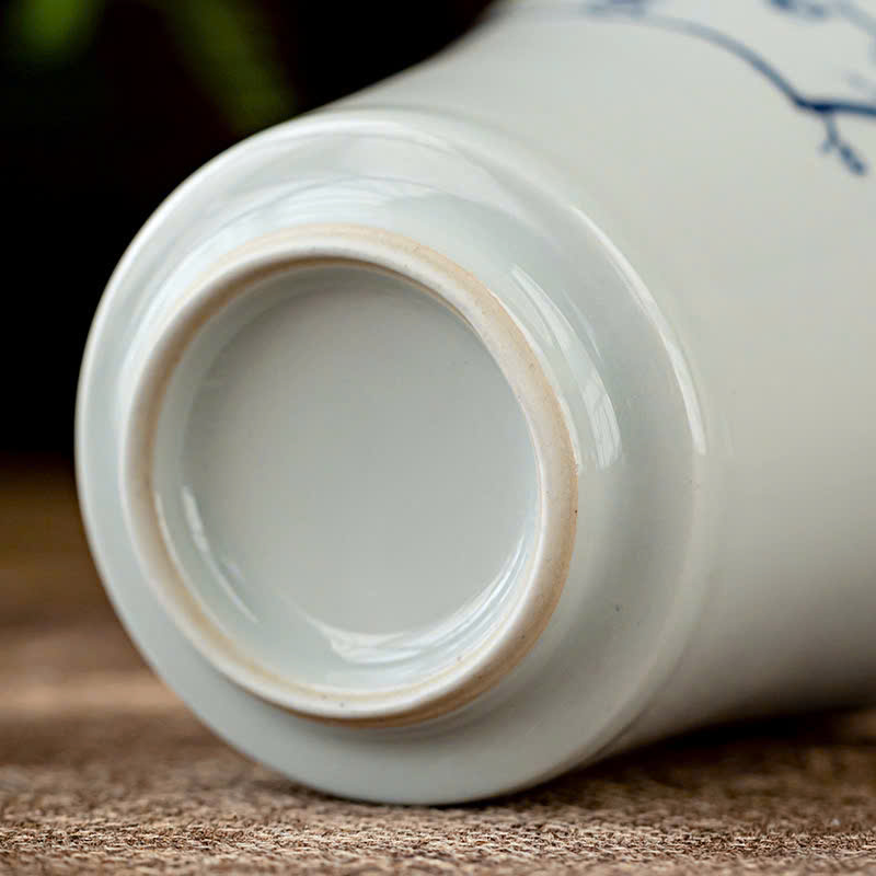 CHÉN UỐNG TRÀ SỨ CẢNH ĐỨC - HỌA TIẾT TỨ QUÝ VẼ TAY - 100ML - CHÉN TRÀ CAO CẤP - VIỆT LONG TRÀ