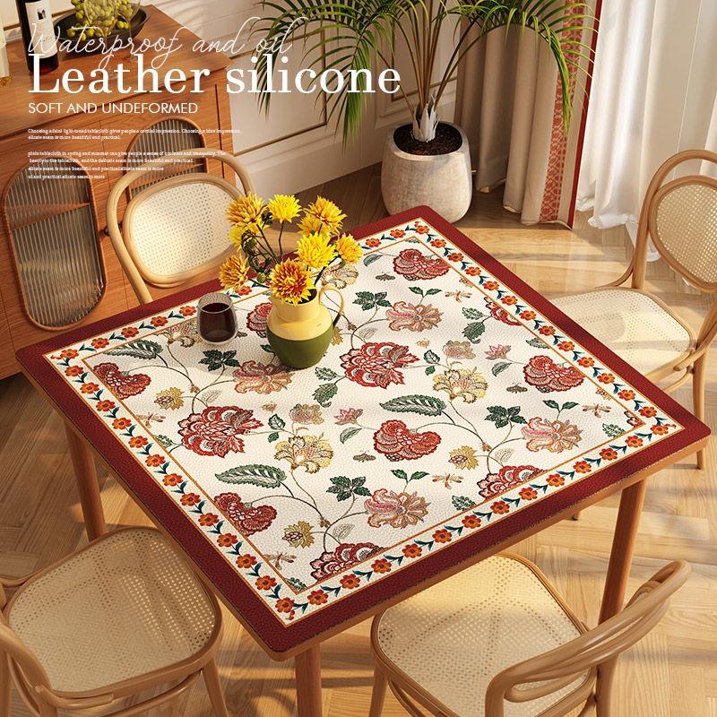 Khăn Trải Bàn Hình Vuông Bằng Da Chống Thấm Nước Và Dầu Phong Cách Âu Mỹ Sang Trọng