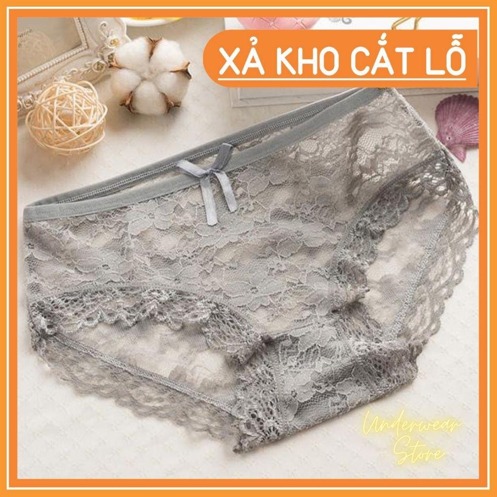 Sét 10 Quần Lót Nữ Ren Hoa Cạp Đính Nơ Chất Mềm Mịn Thoáng Mát