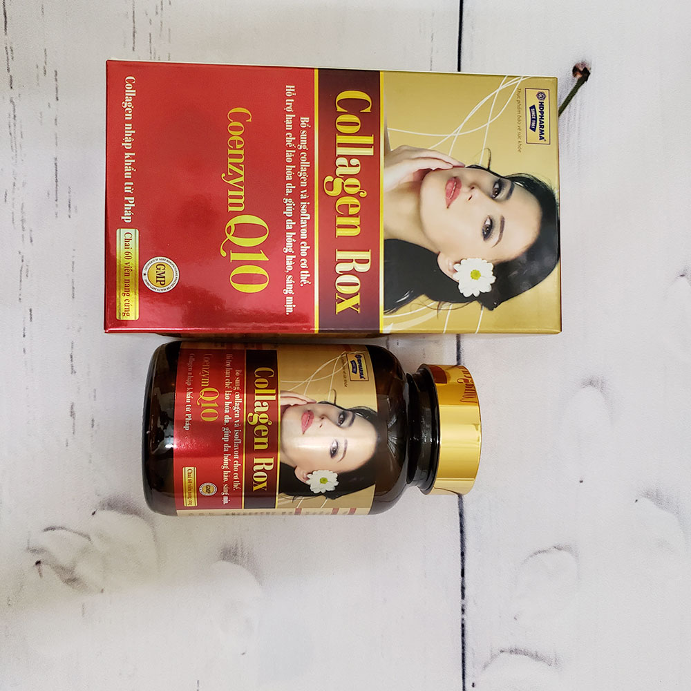 Viên Collagen Rox bổ sung collagen và isoflavon làm sáng da căng mịn da điều hoà nội tiết tố - Chai 60 viên