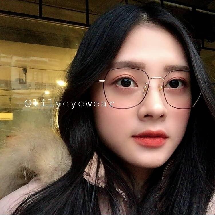 Gọng kính cận nữ Lilyeyewear mắt kính vuông to đa giác chất liệu kim loại thanh mảnh nhẹ nhàng màu sắc thời trang 8899