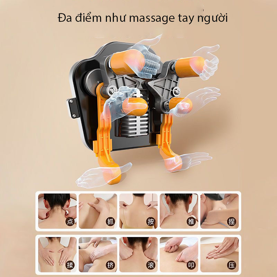 Máy massage cổ vai gáy 6D HJ-818 dòng cao cấp trị liệu giảm đau mỏi hiệu quả (Tặng kèm quà tri ân) - Hàng chính hãng