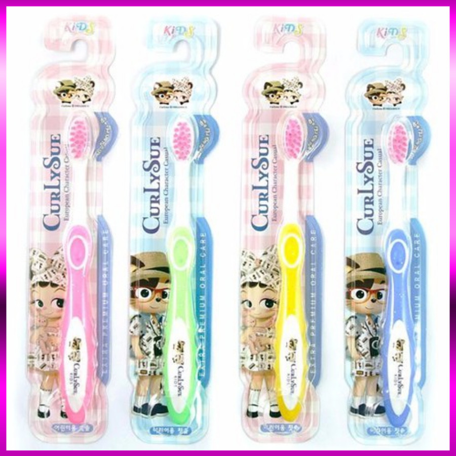 Combo 4 Bàn chải đánh răng trẻ em Curly Sue nhập khẩu Hàn Quốc