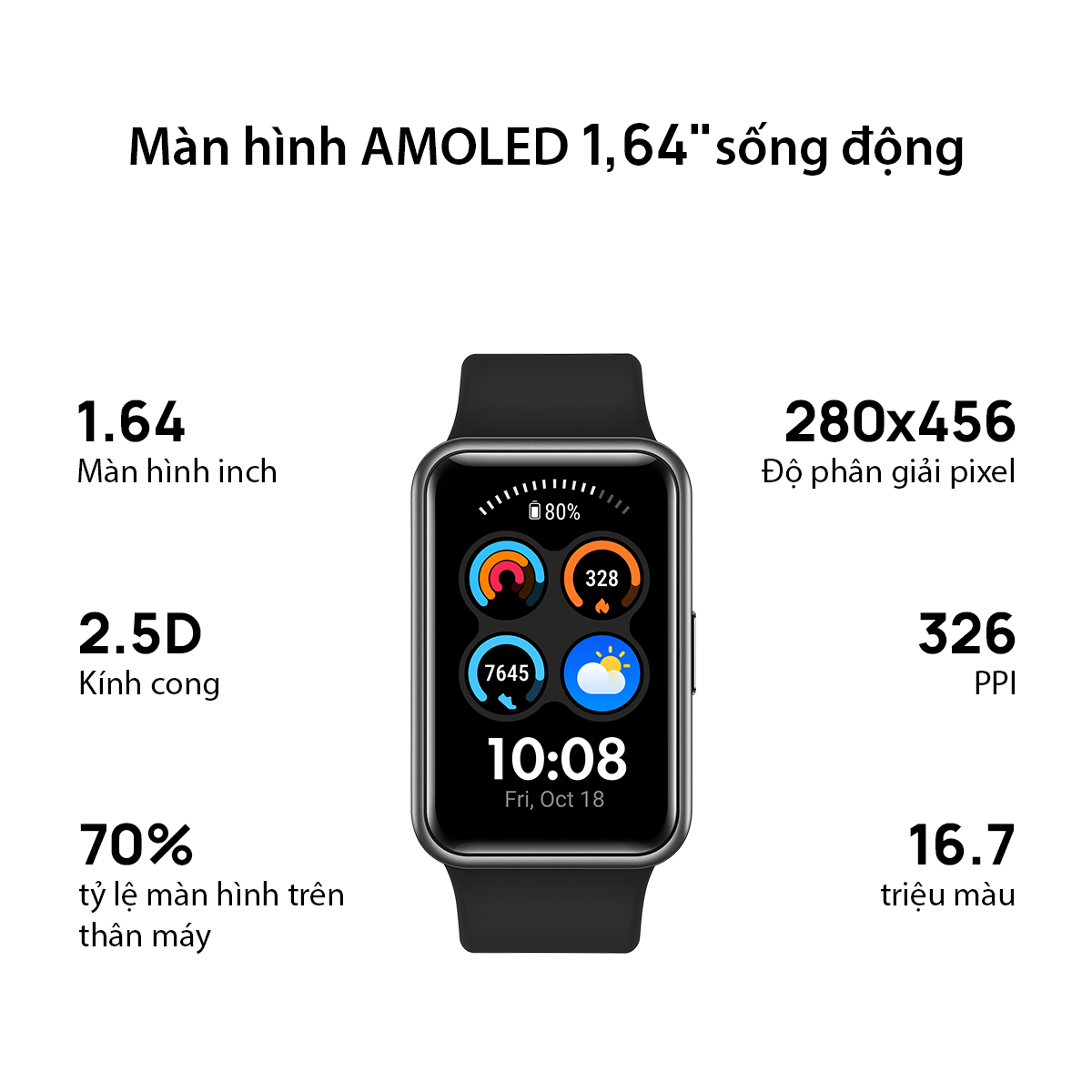 Đồng Hồ Thông Minh HUAWEI WATCH FIT Mới | Theo Dõi Spo2 Cả Ngày | Thời Lượng Pin Dài | Màn Hình AMOLED 1,64” | Hàng Chính Hãng