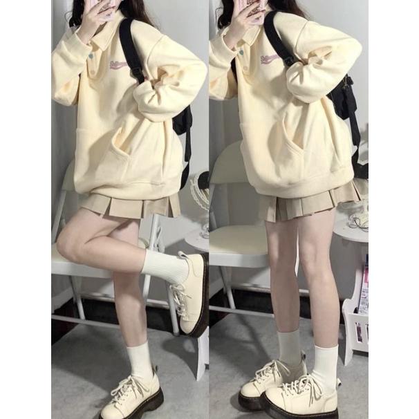 SET ÁO SWEATER CỔ POLO CHÂN VÁY XẾP LY