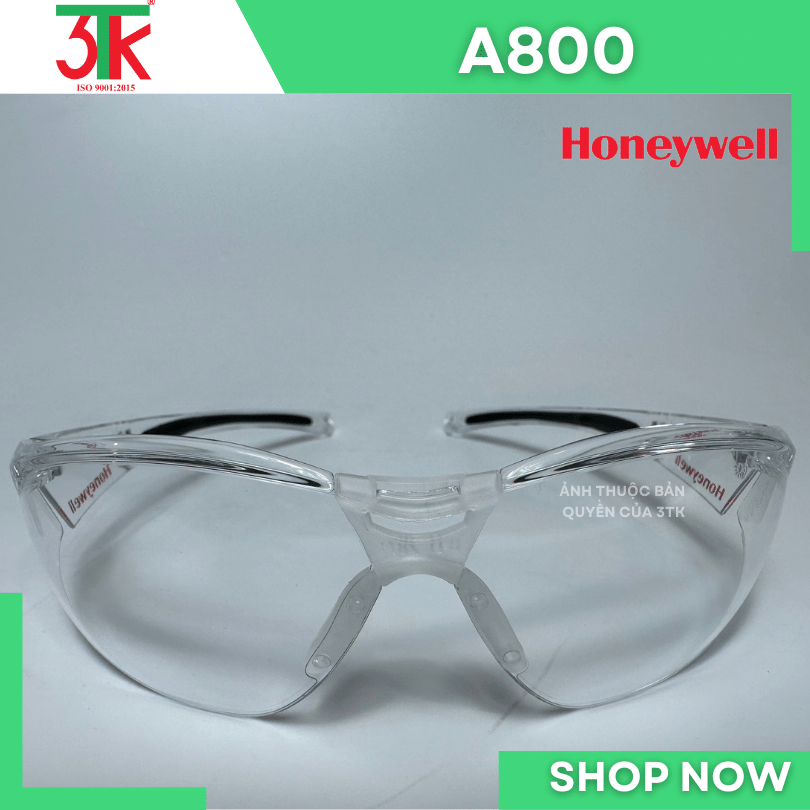 Kính bảo hộ lao động Honeywell A800 chống đọng sương, chống trầy xước, chống tia UV, chống lóa