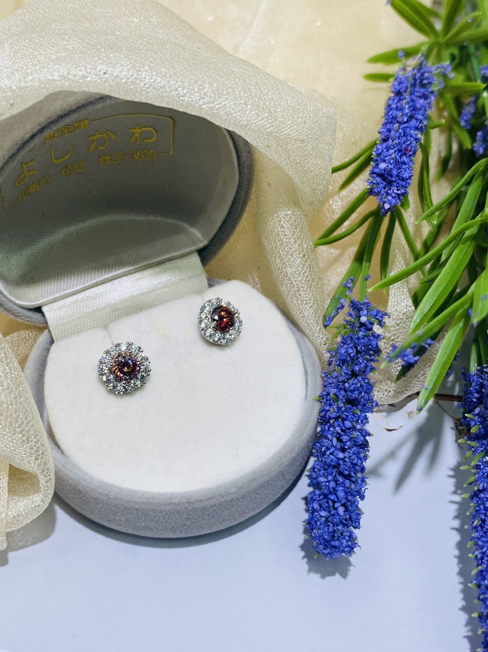 Hoa tai Moissanite màu đỏ Bạc 925 xi Kim kết hợp Moissanite 0.5carat