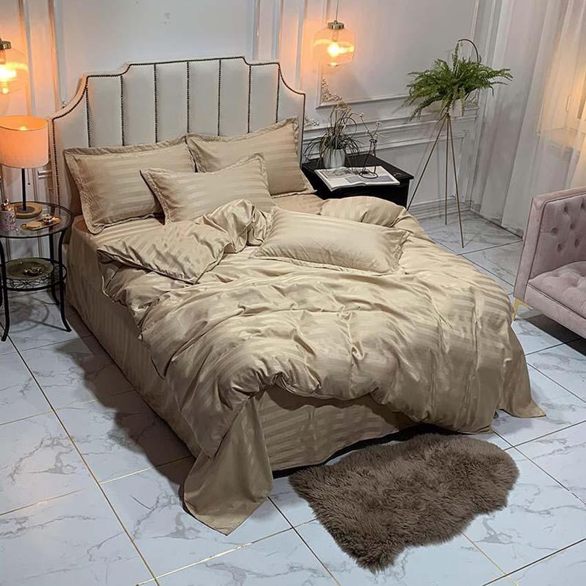 Bộ Chăn Ga Gối Cotton LIDACO Kẻ Sọc 3F