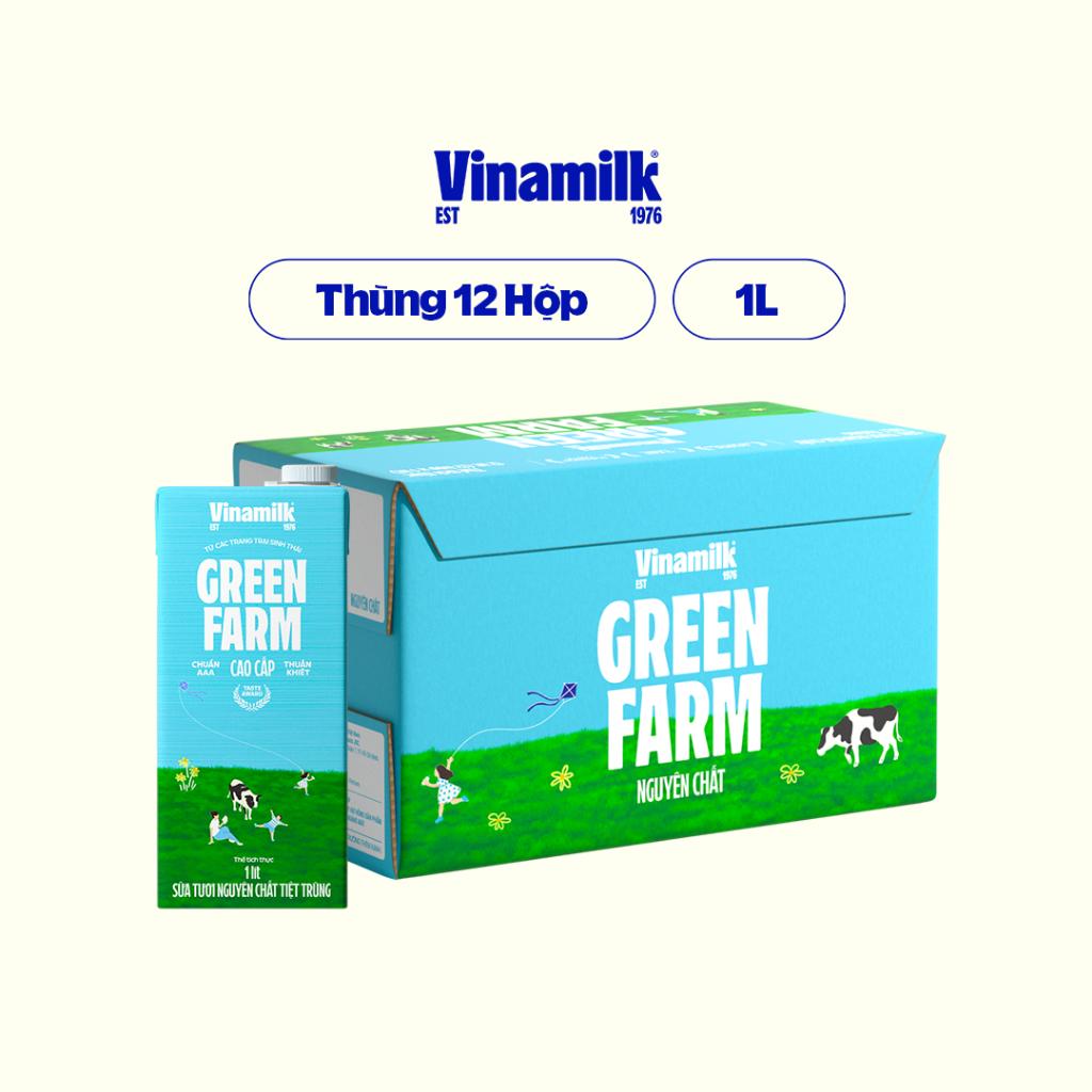 Sữa tươi tiệt trùng Không đường Vinamilk Green Farm - Thùng 12 hộp 1L